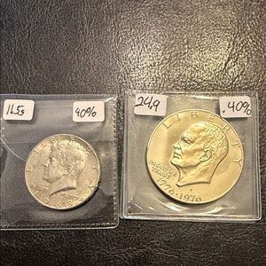 40% silver Kennedy with 40% silver Ike dollar proof BU